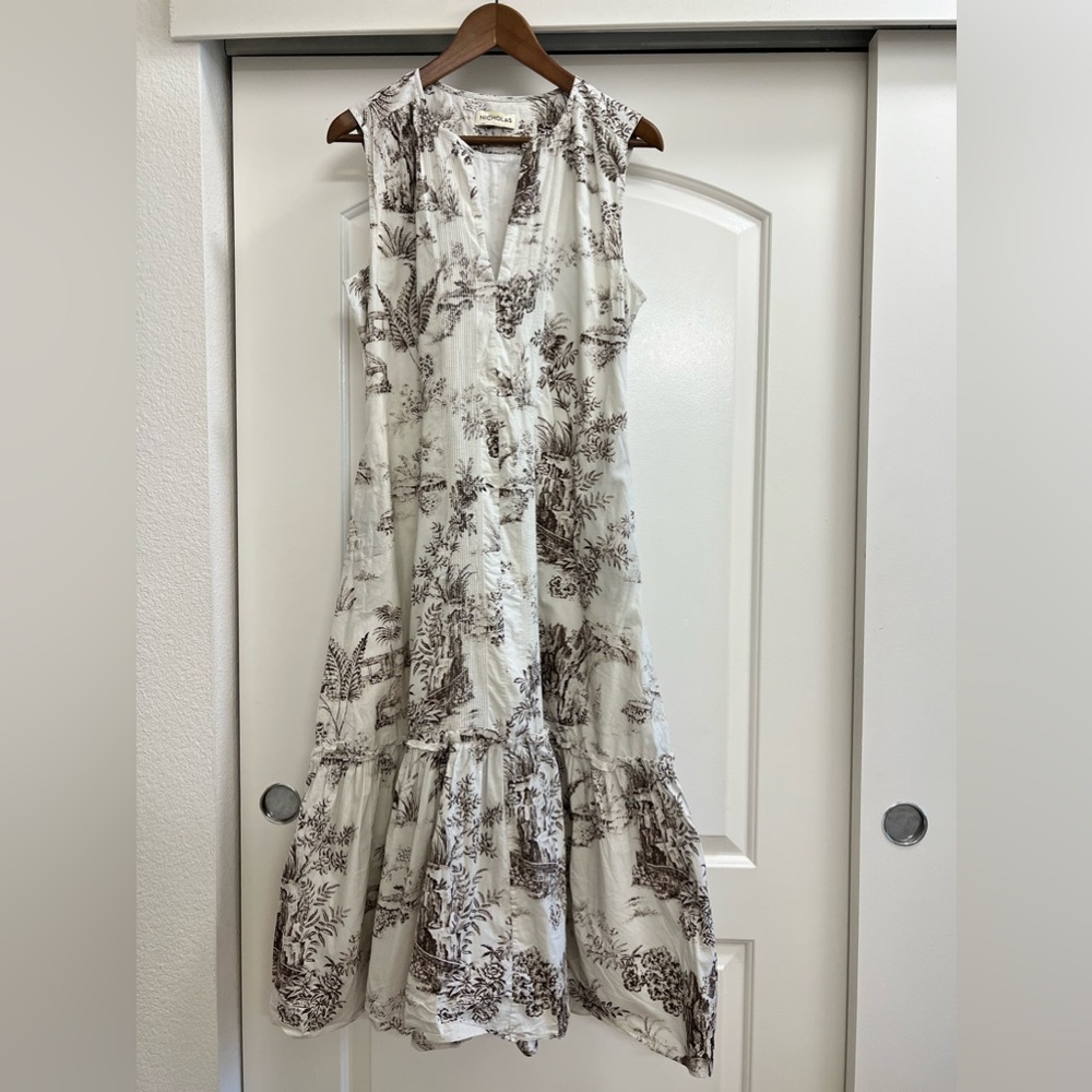 NICHOLAS White and Brown Sleeveless Dress